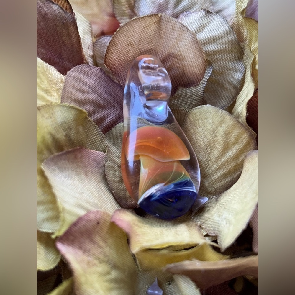 Hand-Blown Glass Mushroom Pendant | Art Necklace | Psychedelic Lampwork | Unisex